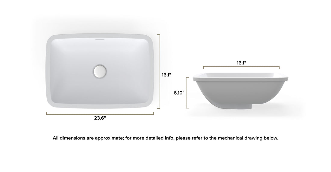 Undermount Sink UB-01 dimensional drawing