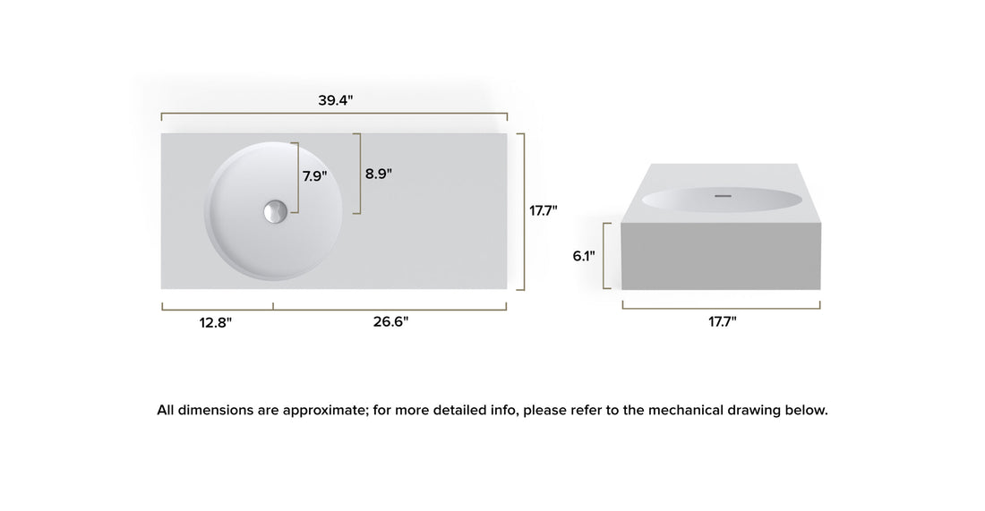 Wall Mounted Sink WT-02-A dimensional drawing