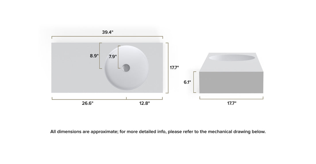 Wall Mounted Sink WT-02-B dimensional drawing