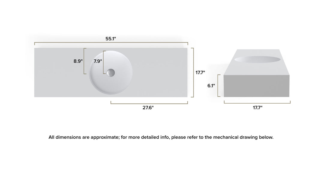 Wall Mounted Sink WT-02-C dimensional drawing