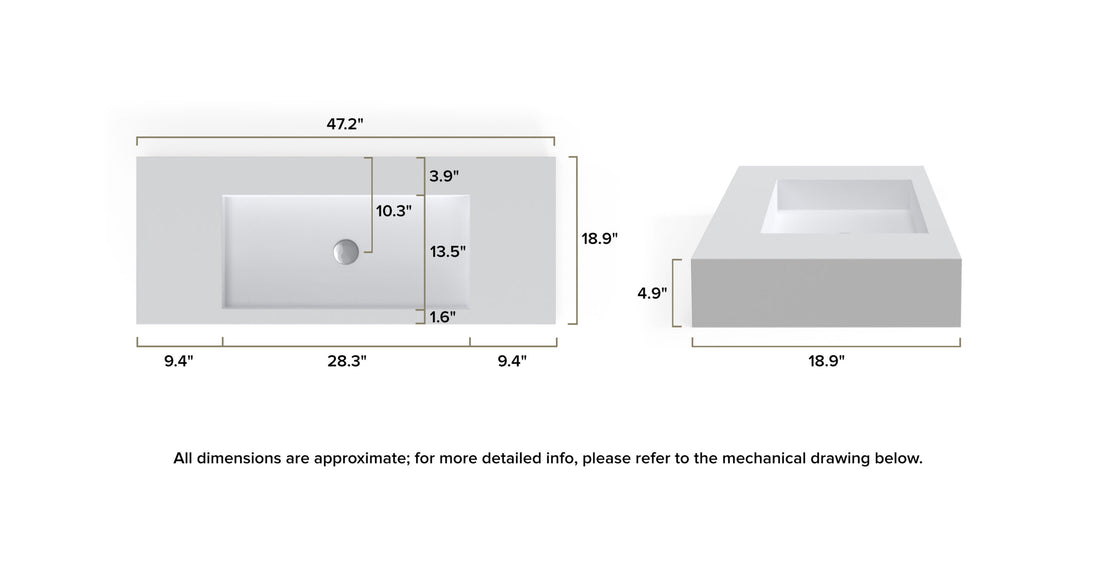 Wall Mounted Sink WT-03 dimensional drawing