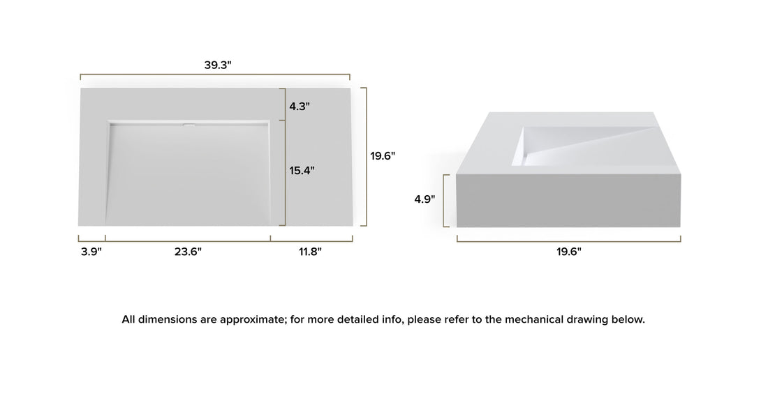 Wall Mounted Sink WT-04-A dimensional drawing