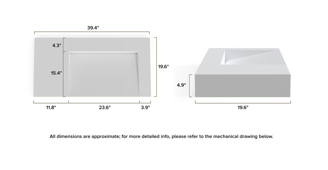Wall Mounted Sink WT-04-B dimensional drawing