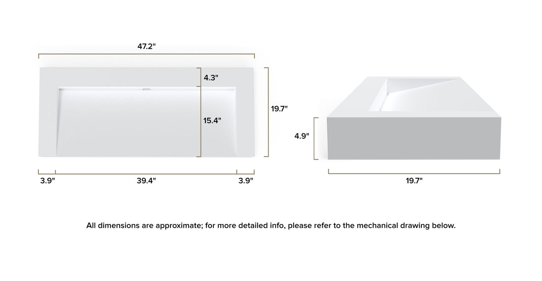 Wall Mounted Sink WT-04-C dimensional drawing