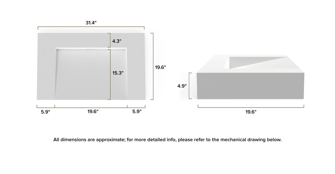 Wall Mounted Sink WT-04-D dimensional drawing