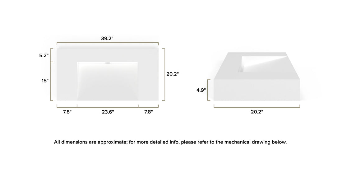 Wall Mounted Sink WT-04-G dimensional drawing