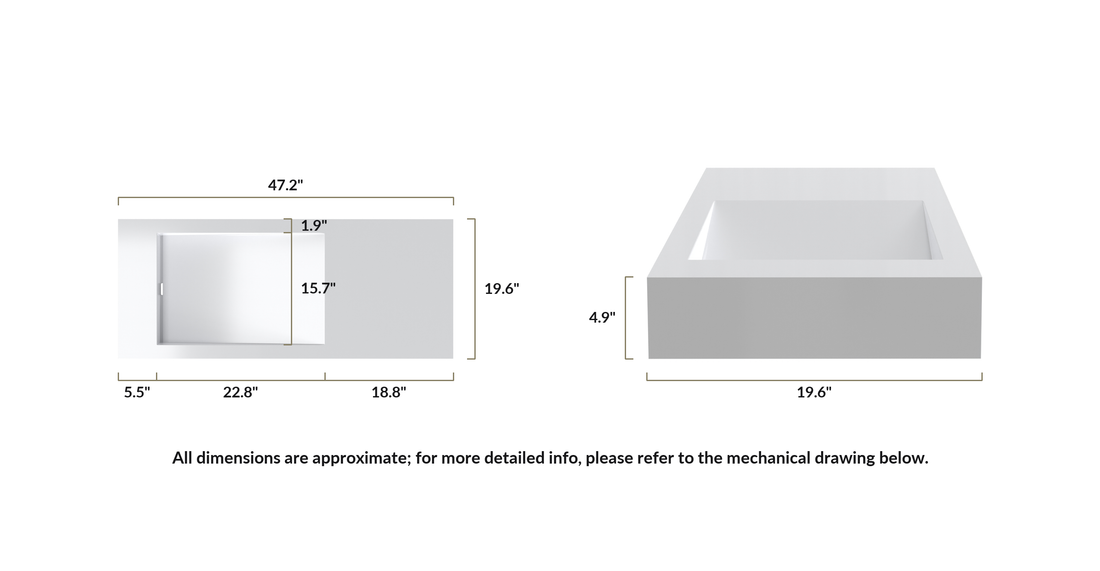 Wall Mounted Sink WT-05-A dimensional drawing