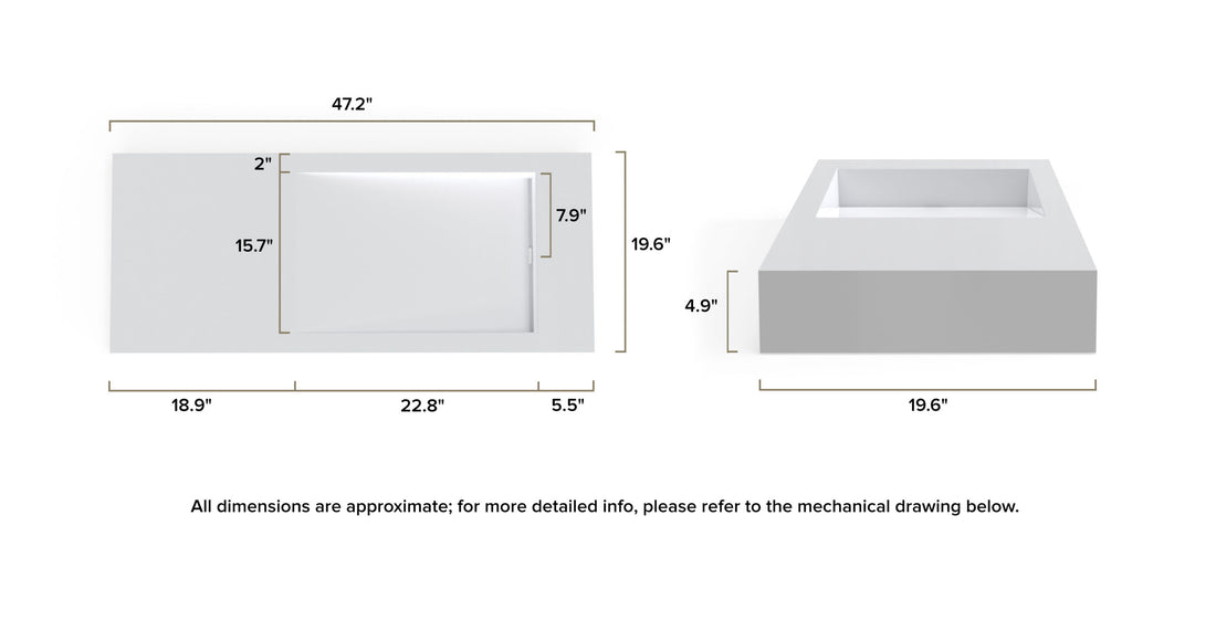 Wall Mounted Sink WT-05-B dimensional drawing