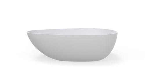 Badeloft BW-01-XXL freestanding stone resin bathtub in matte white, front view