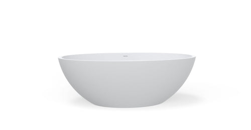 Badeloft BW-04-XL freestanding stone resin bathtub in matte white, front view