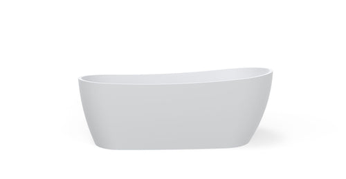 Badeloft BW-09 freestanding stone resin bathtub in matte white, front view