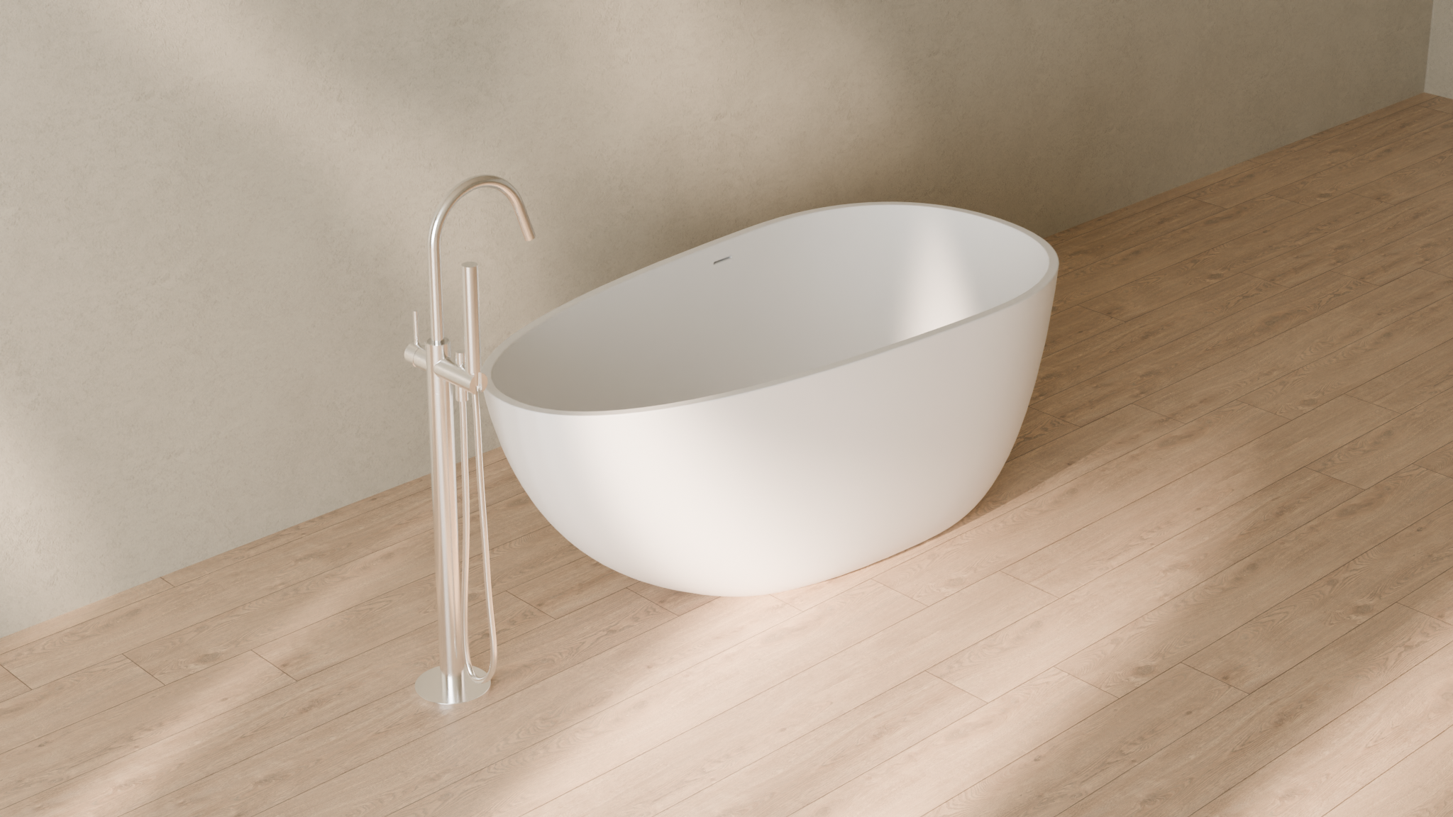 Badeloft render 2026 | BW-01-S | White | Matte | angle 4 | 16x9