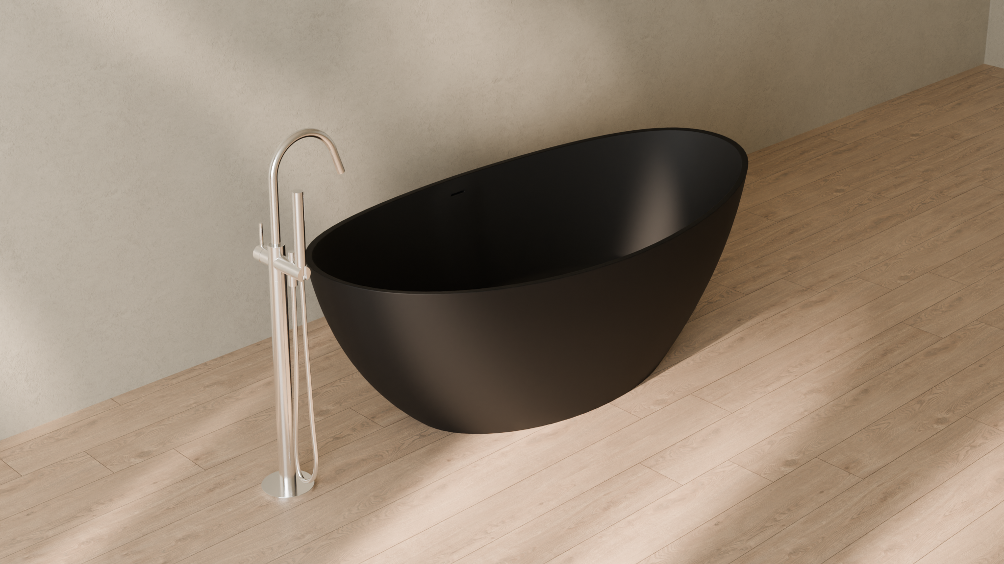 Badeloft render 2026 | BW-03-L | Black | Matte | angle 4 | 16x9