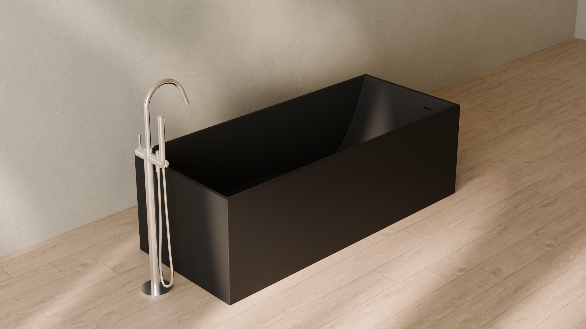 Badeloft render 2026 | BW-06-XL | Black | Matte | angle 4 | 16x9