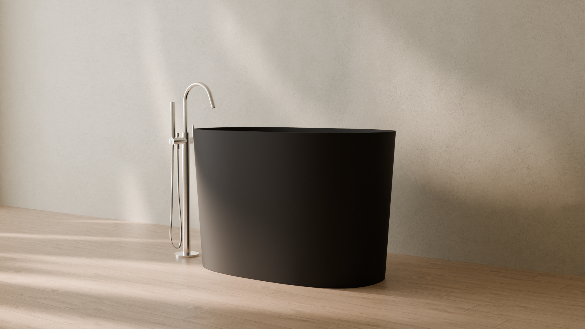 Badeloft render 2026 | BW-08-S | Black | Matte | angle 3 | 16x9