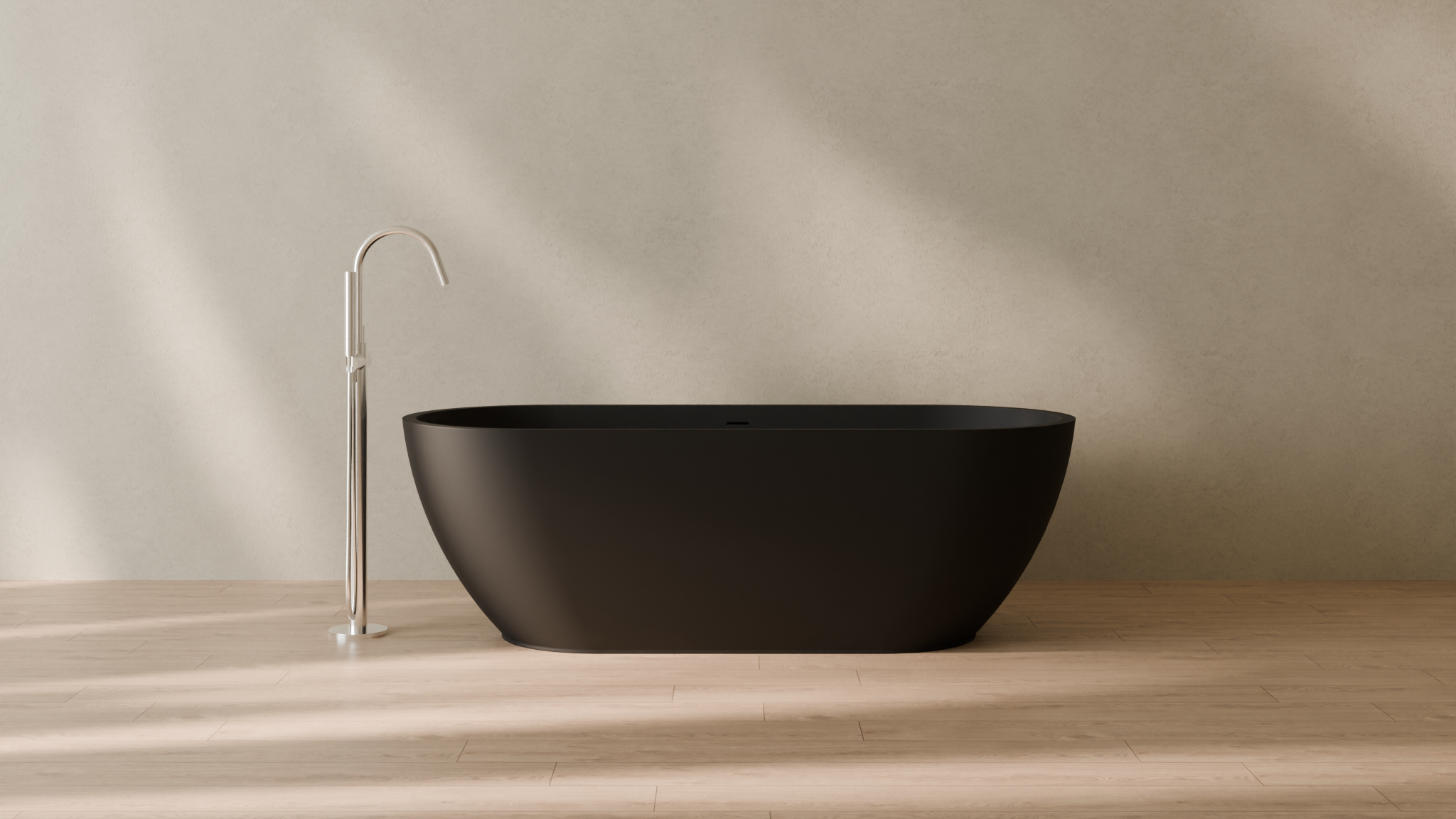 Badeloft render 2026 | BW-02-L | Black | Matte | angle 1 | 16x9
