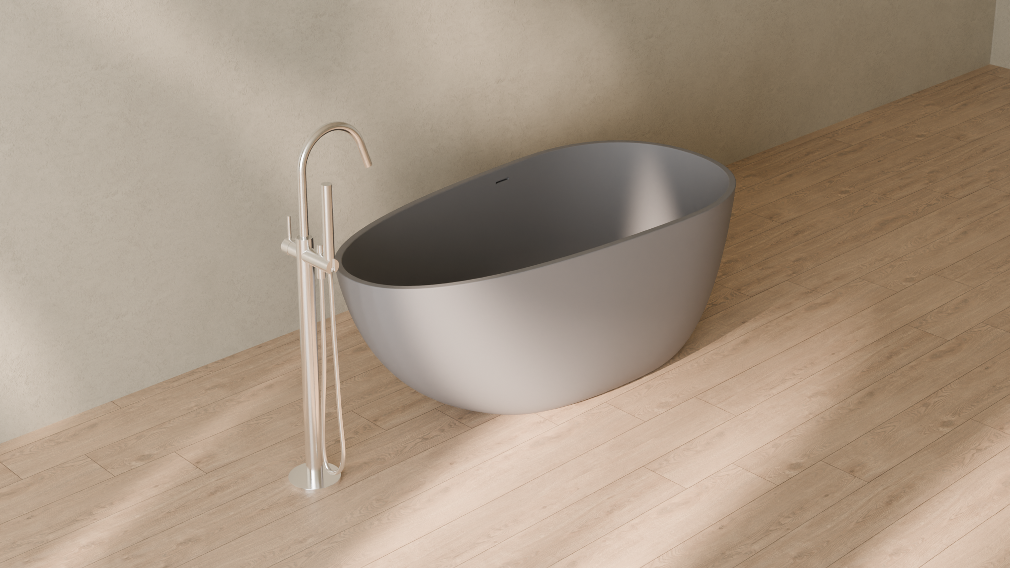 Badeloft render 2026 | BW-01-S | Grey | Matte | angle 4 | 16x9