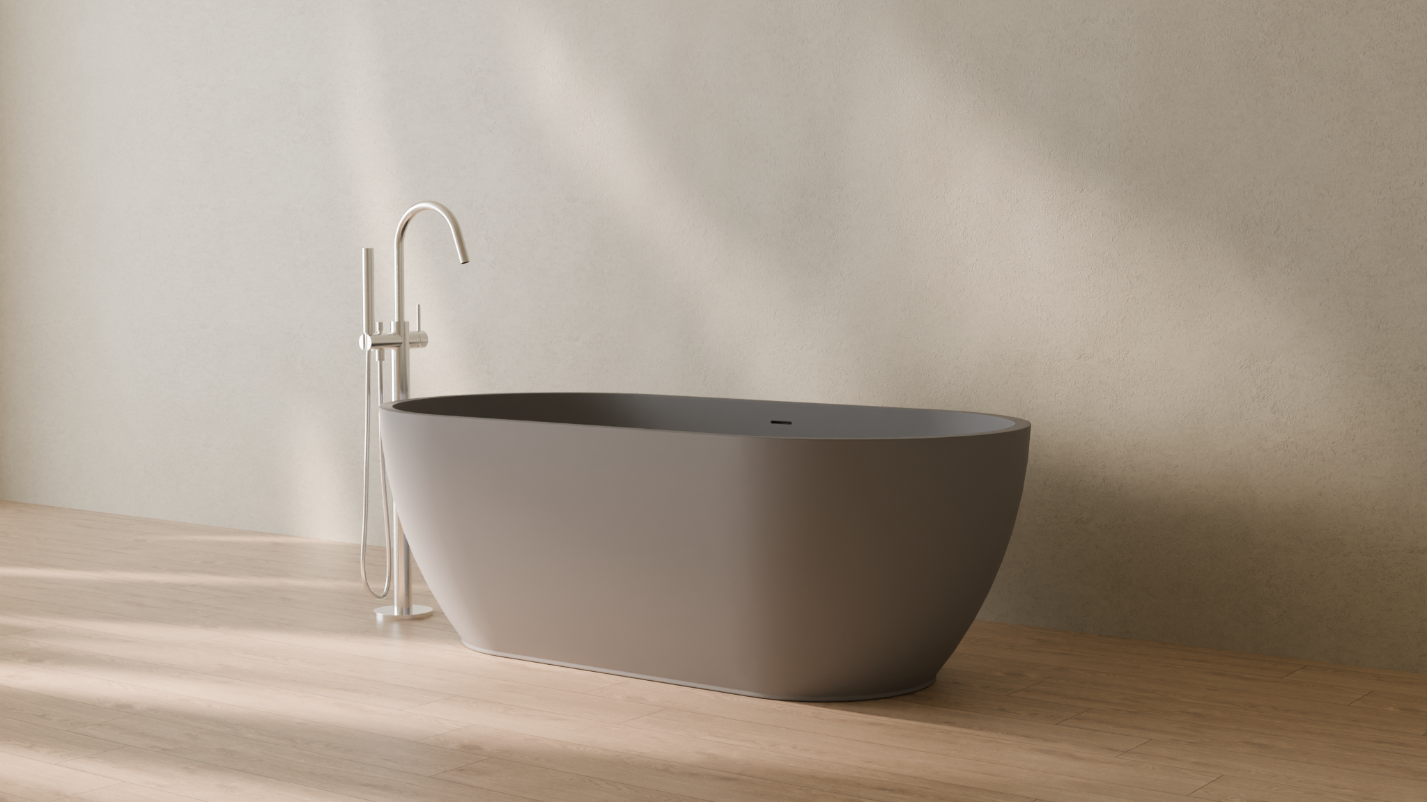 Badeloft render 2026 | BW-02-M | Grey | Matte | angle 3 | 16x9
