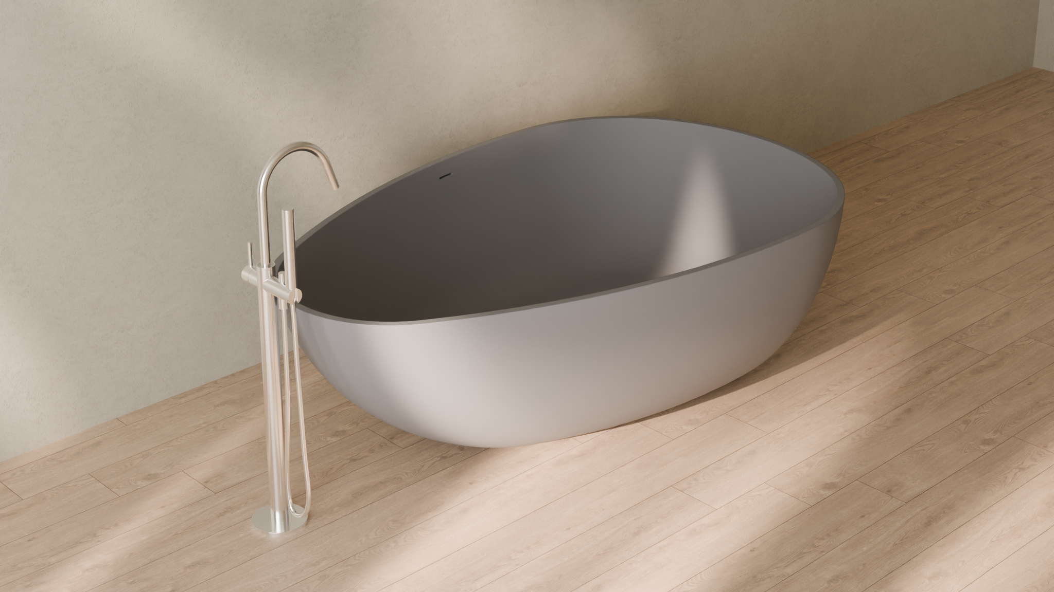 Badeloft render 2026 | BW-01-XXL | Grey | Matte | angle 4 | 16x9