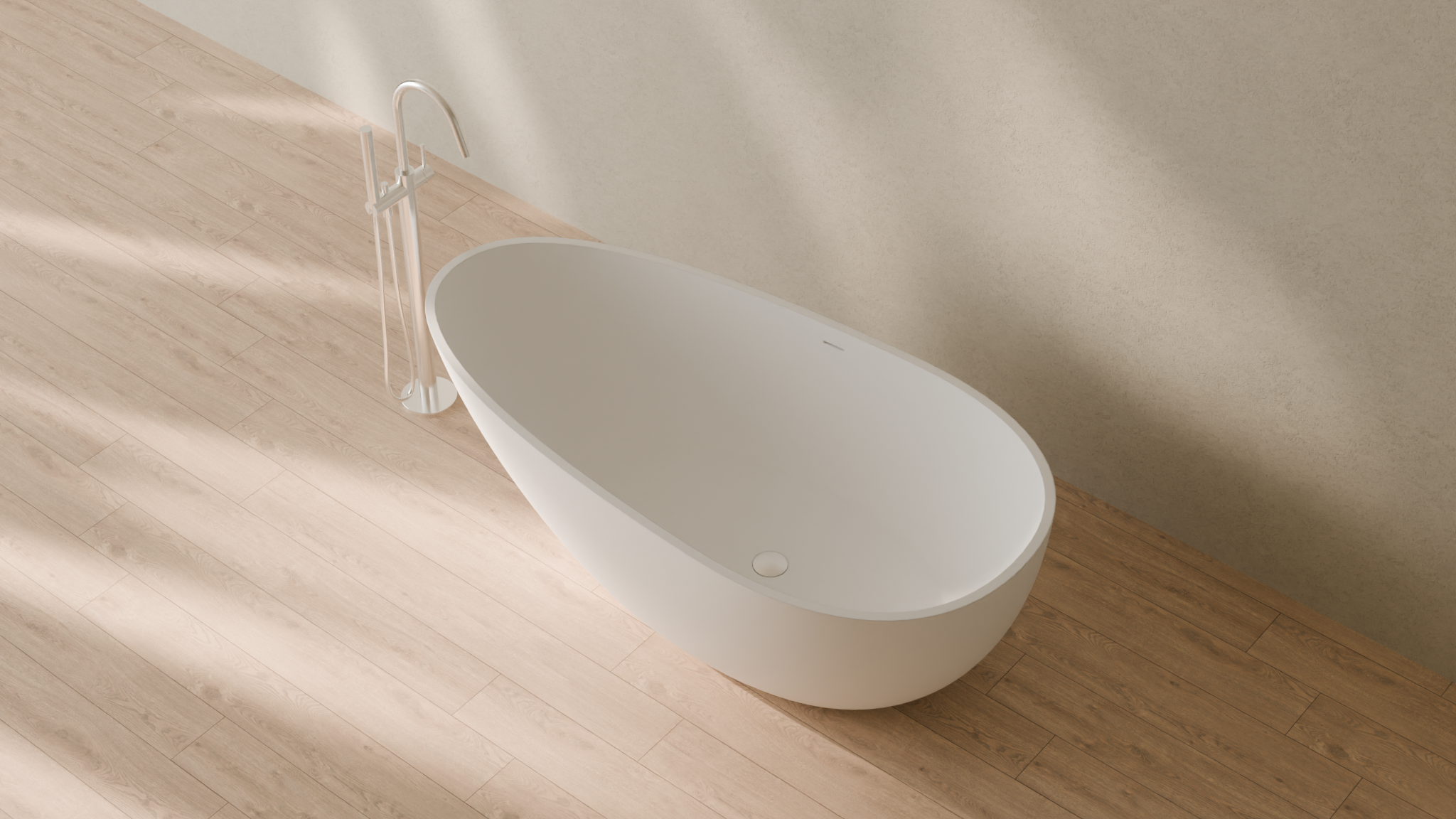 Badeloft render 2026 | BW-01-L | White | Matte | angle 2 | 16x9