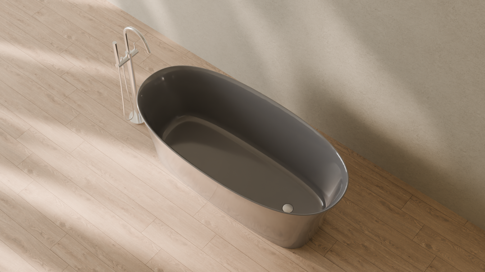 Badeloft render 2026 | BW-12 | Grey | Glossy | angle 2 | 16x9