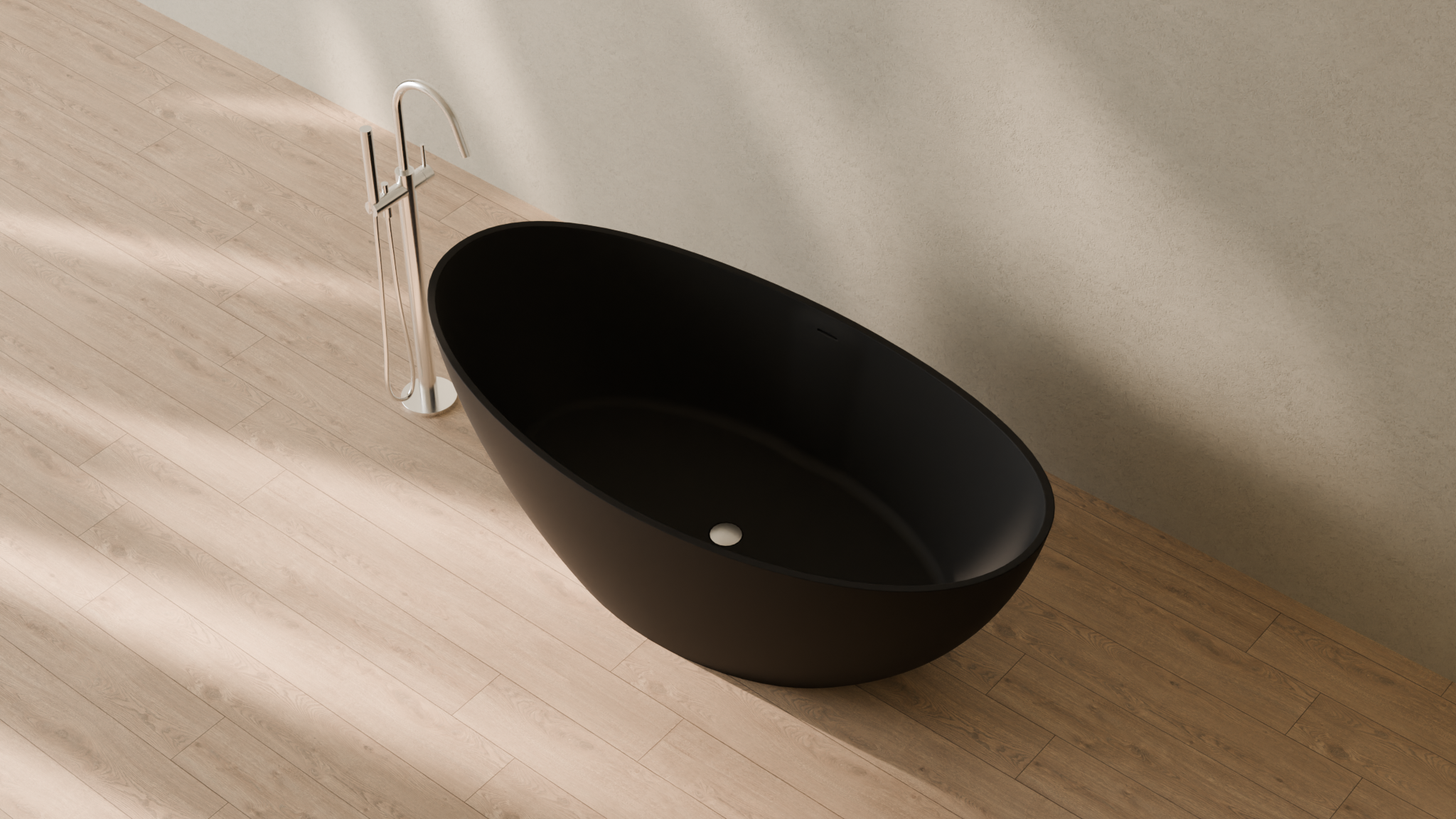 Badeloft render 2026 | BW-03-L | Black | Matte | angle 2 | 16x9