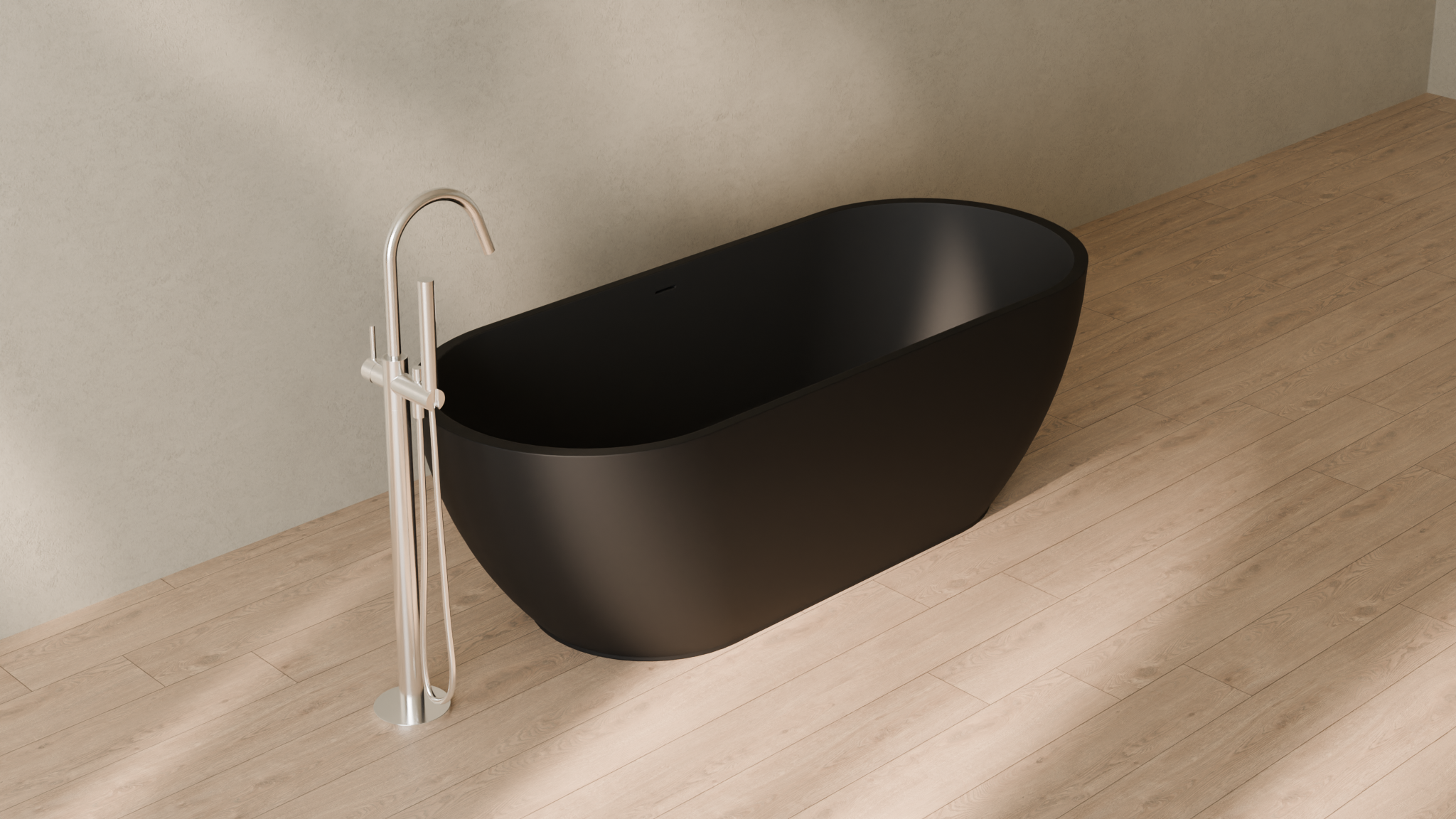 Badeloft render 2026 | BW-02-L | Black | Matte | angle 4 | 16x9