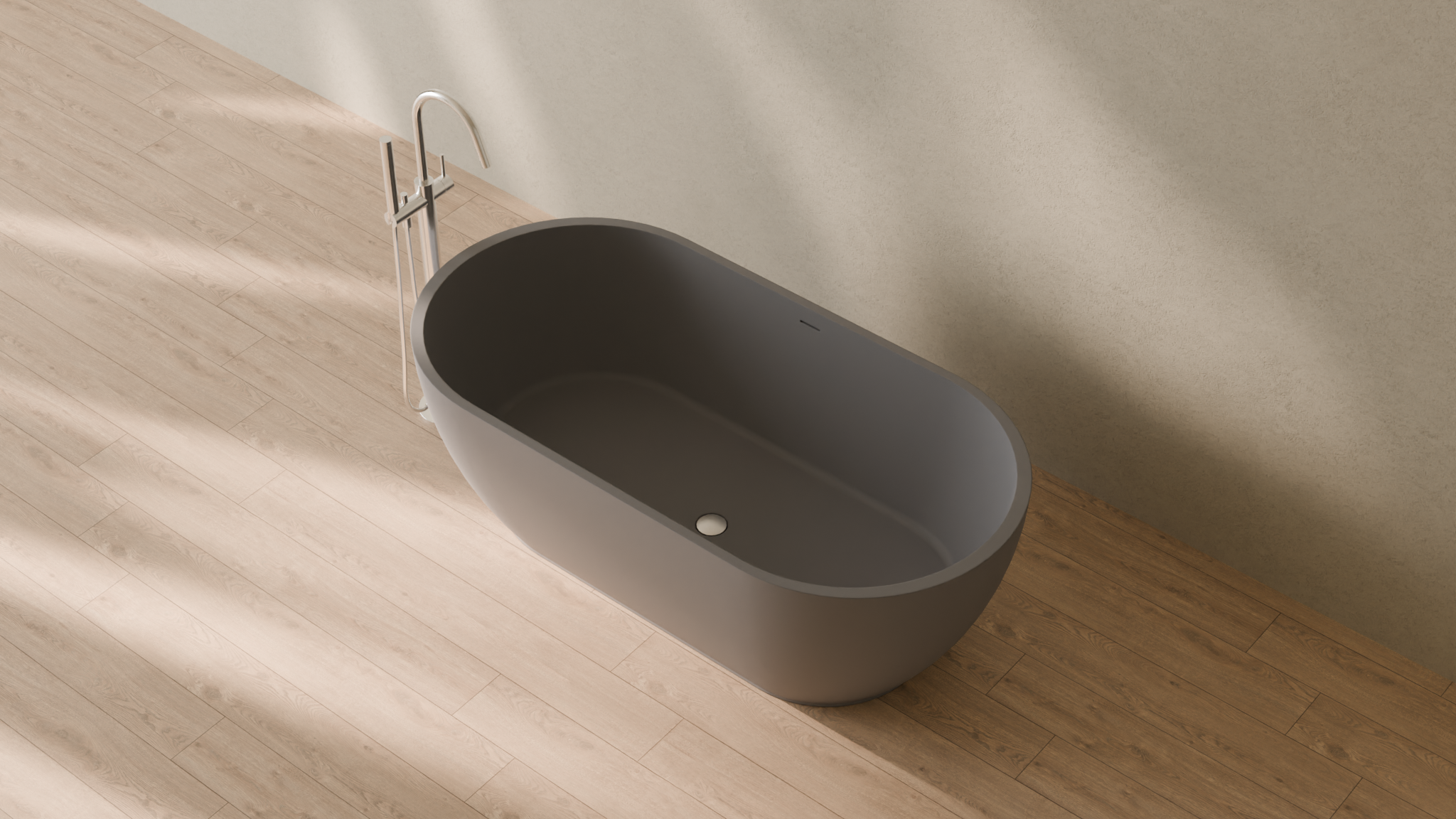 Badeloft render 2026 | BW-02-M | Grey | Matte | angle 2 | 16x9