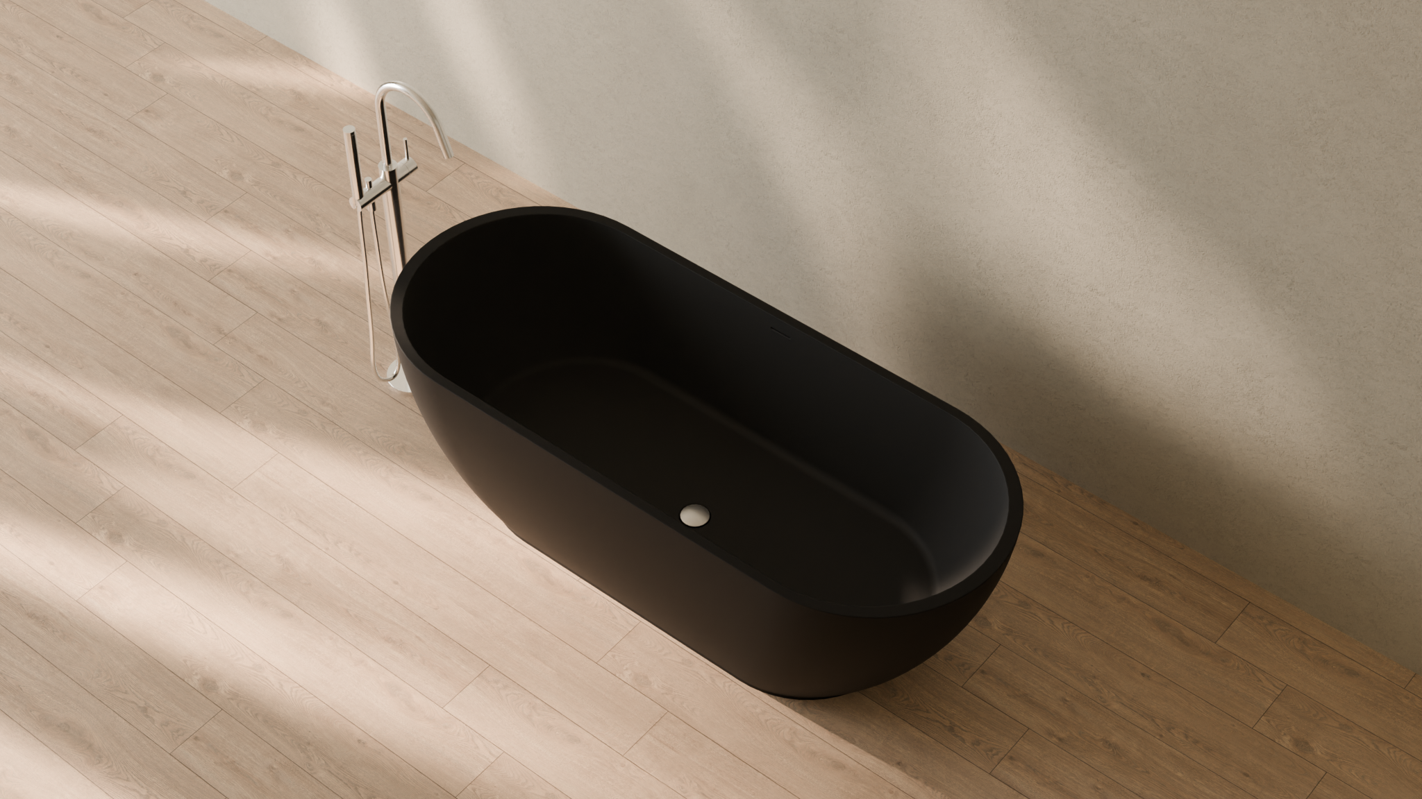 Badeloft render 2026 | BW-02-L | Black | Matte | angle 2 | 16x9