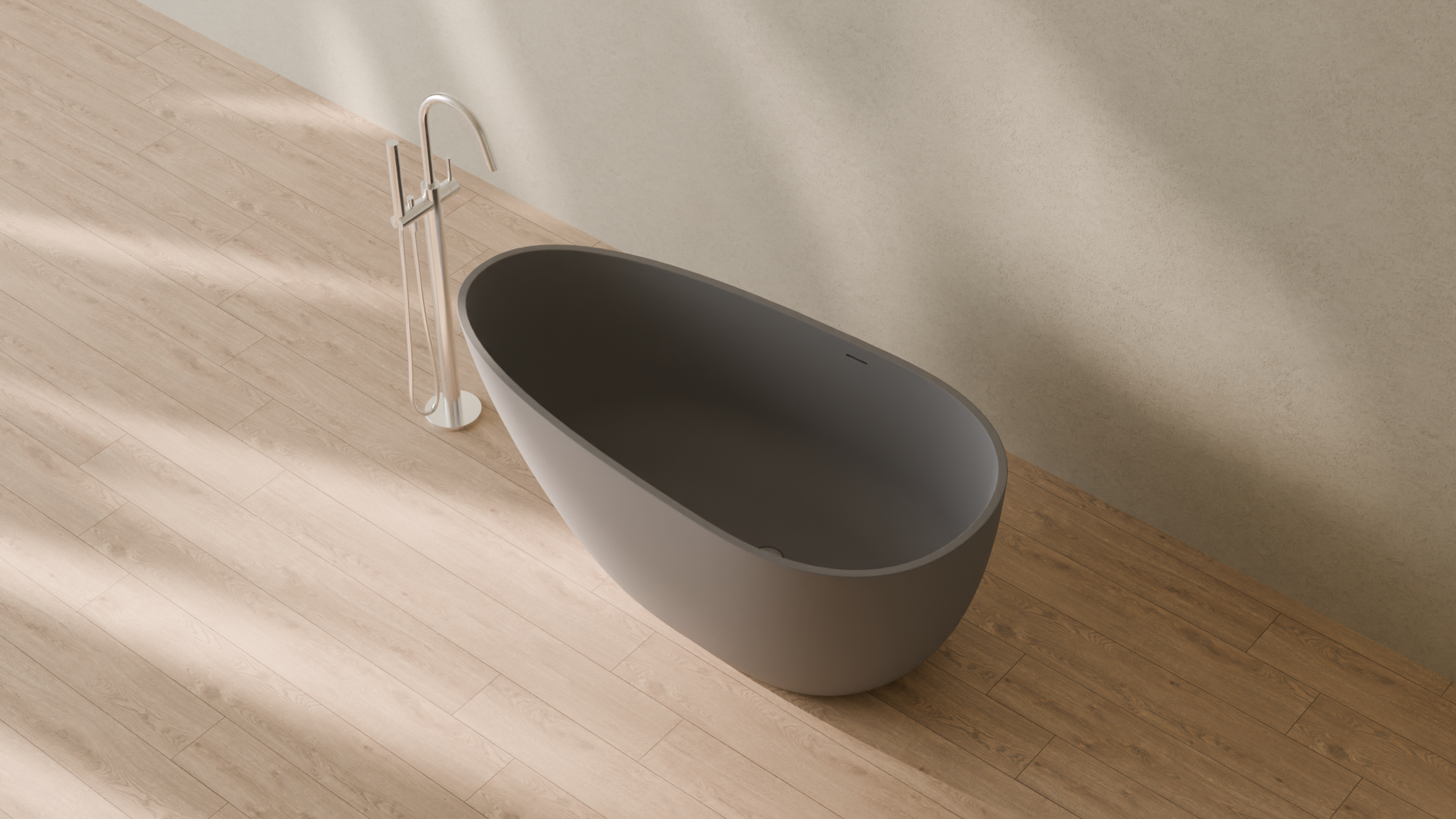 Badeloft render 2026 | BW-01-S | Grey | Matte | angle 2 | 16x9