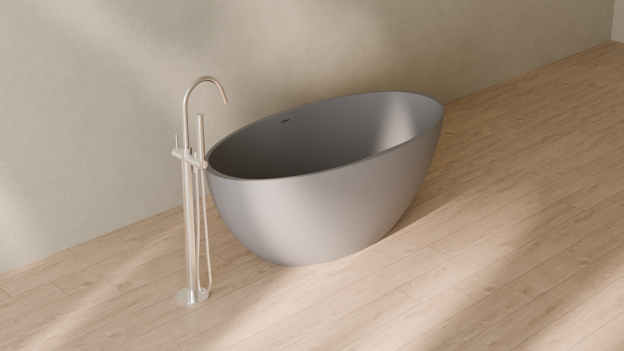 Badeloft render 2026 | BW-04-L | Grey | Matte | angle 4 | 16x9