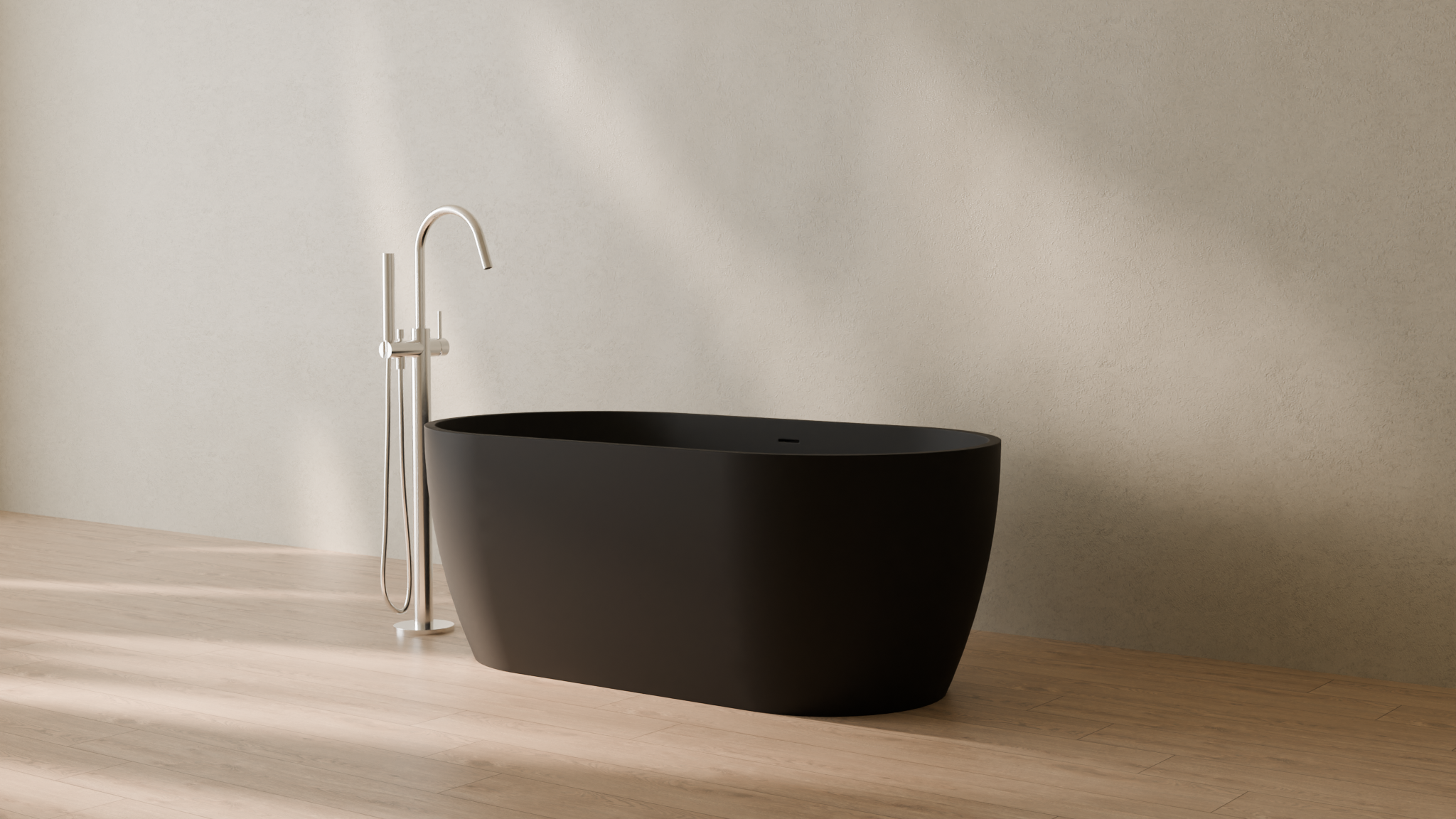 Badeloft render 2026 | BW-02-S | Black | Matte | angle 3 | 16x9
