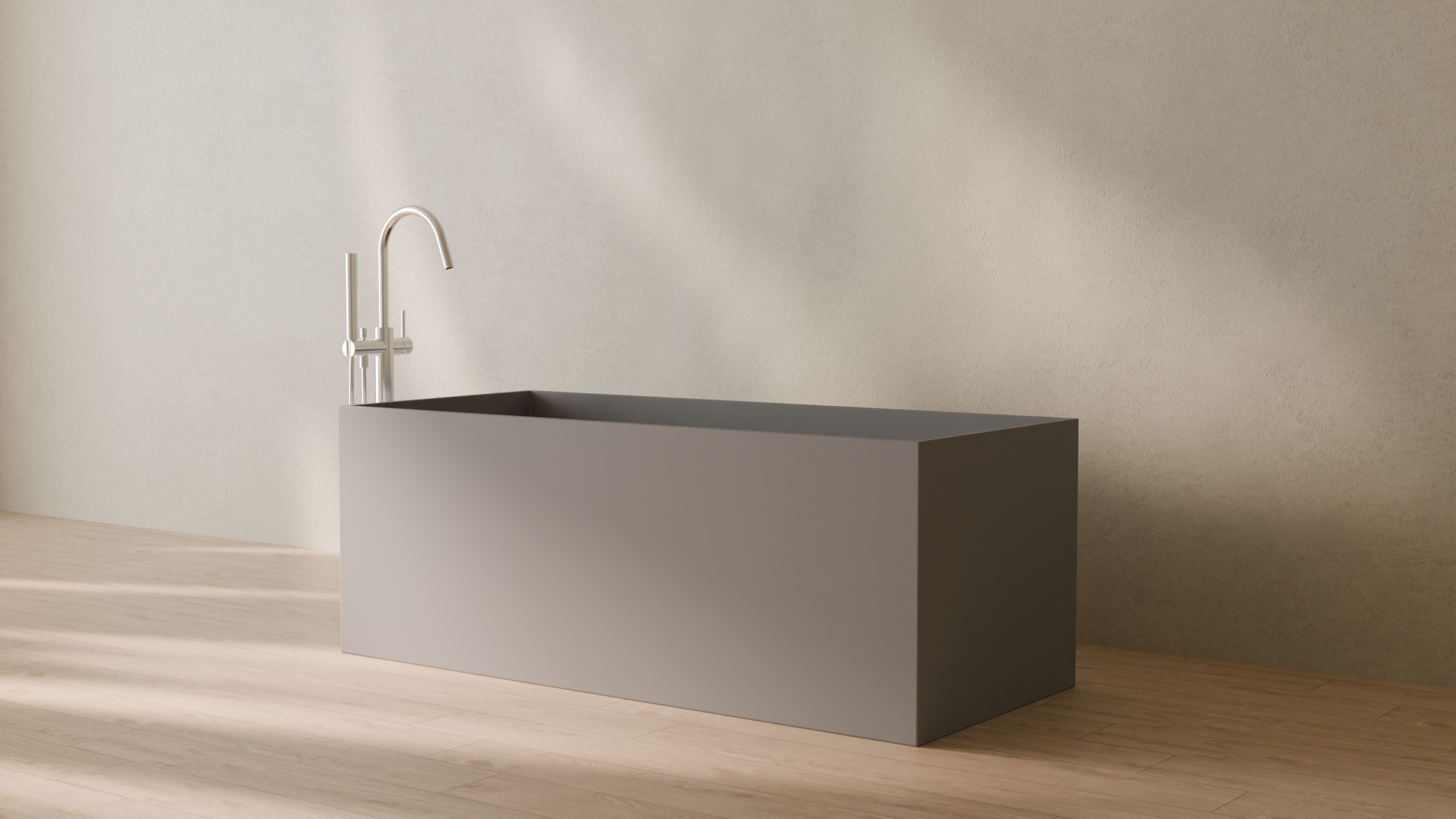 Badeloft render 2026 | BW-06-L | Grey | Matte | angle 3 | 16x9