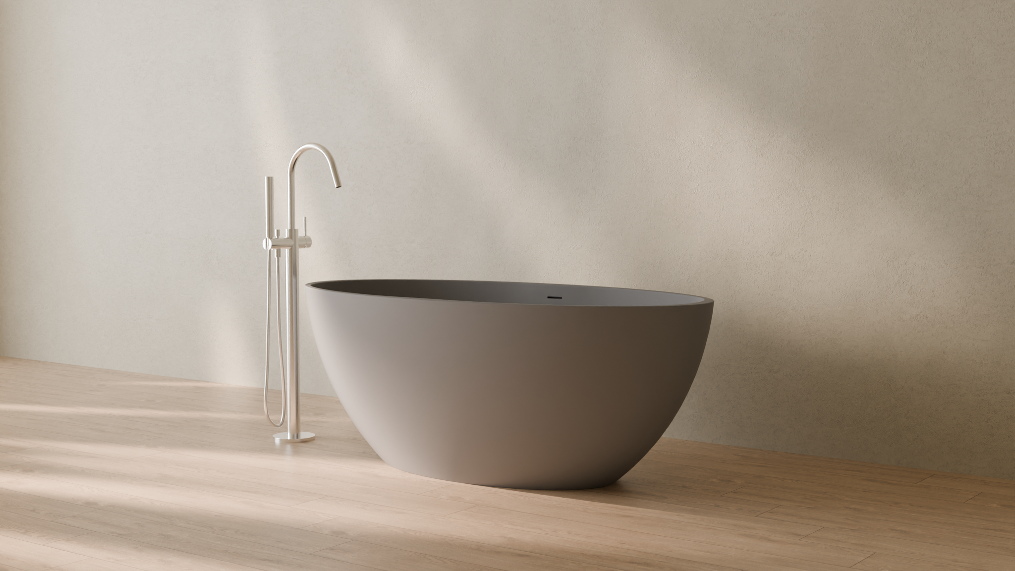 Badeloft render 2026 | BW-04-L | Grey | Matte | angle 3 | 16x9