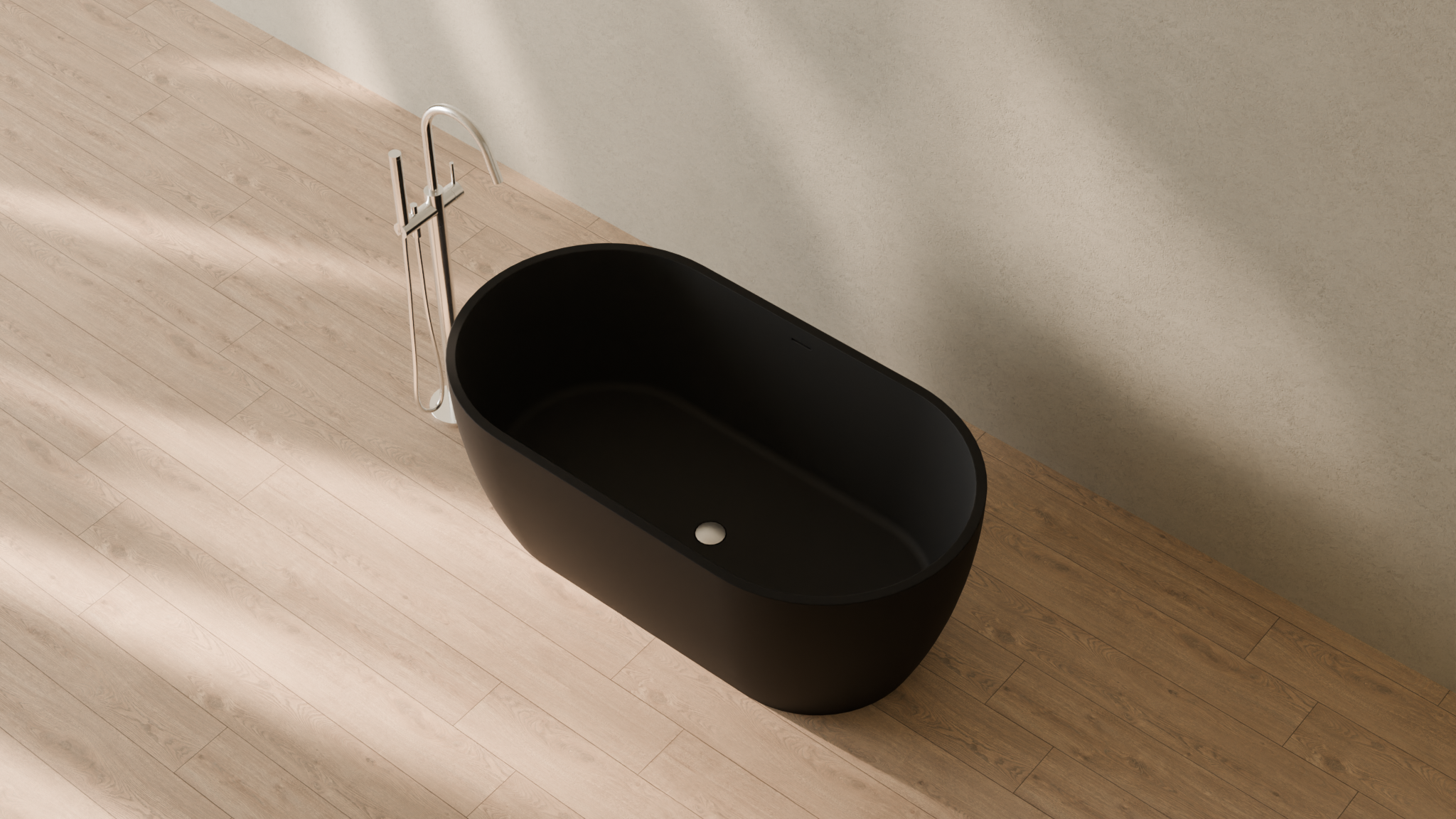 Badeloft render 2026 | BW-02-S | Black | Matte | angle 2 | 16x9