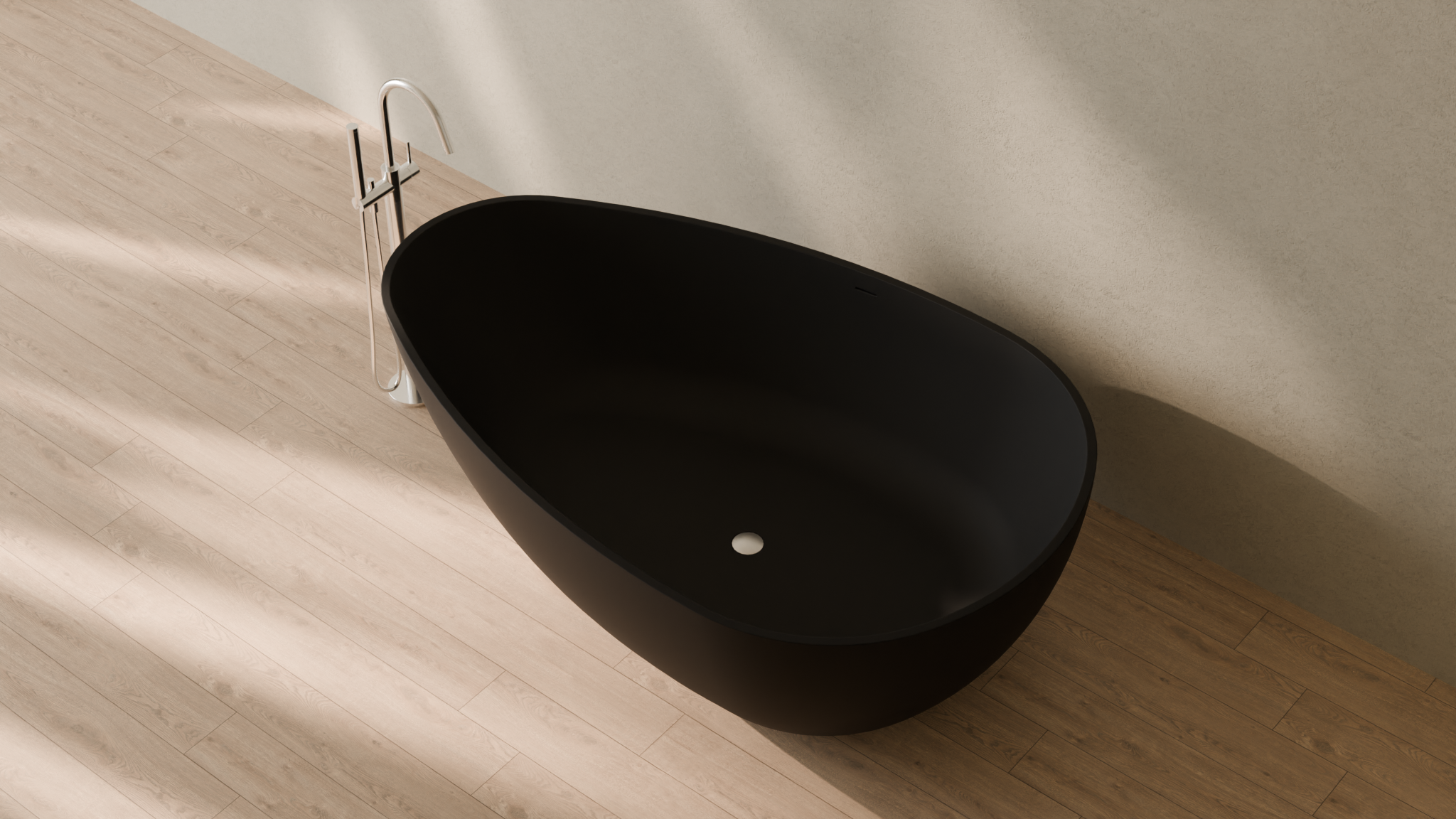 Badeloft render 2026 | BW-01-XXL | Black | Matte | angle 2 | 16x9