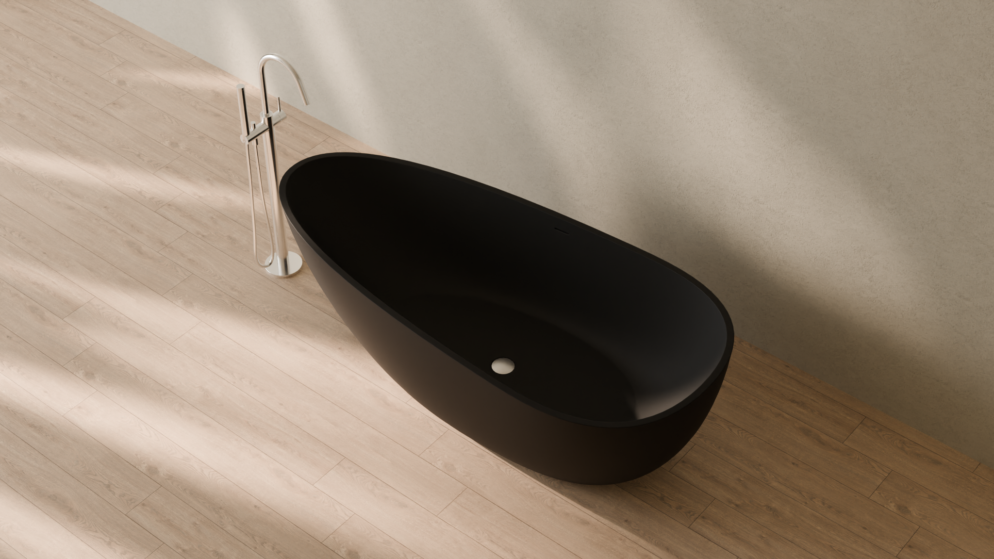 Badeloft render 2026 | BW-01-XL | Black | Matte | angle 2 | 16x9