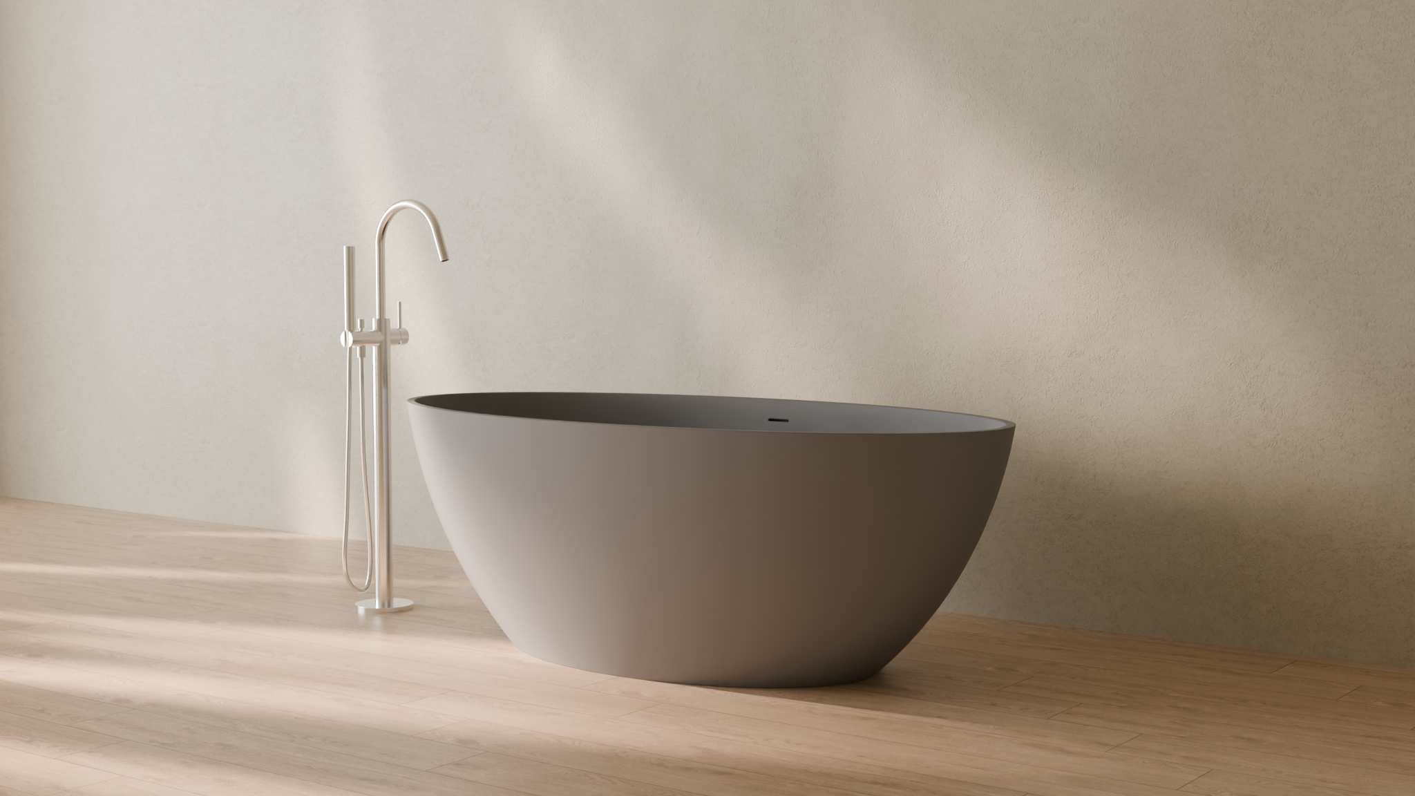 Badeloft render 2026 | BW-05-L | Grey | Matte | angle 3 | 16x9