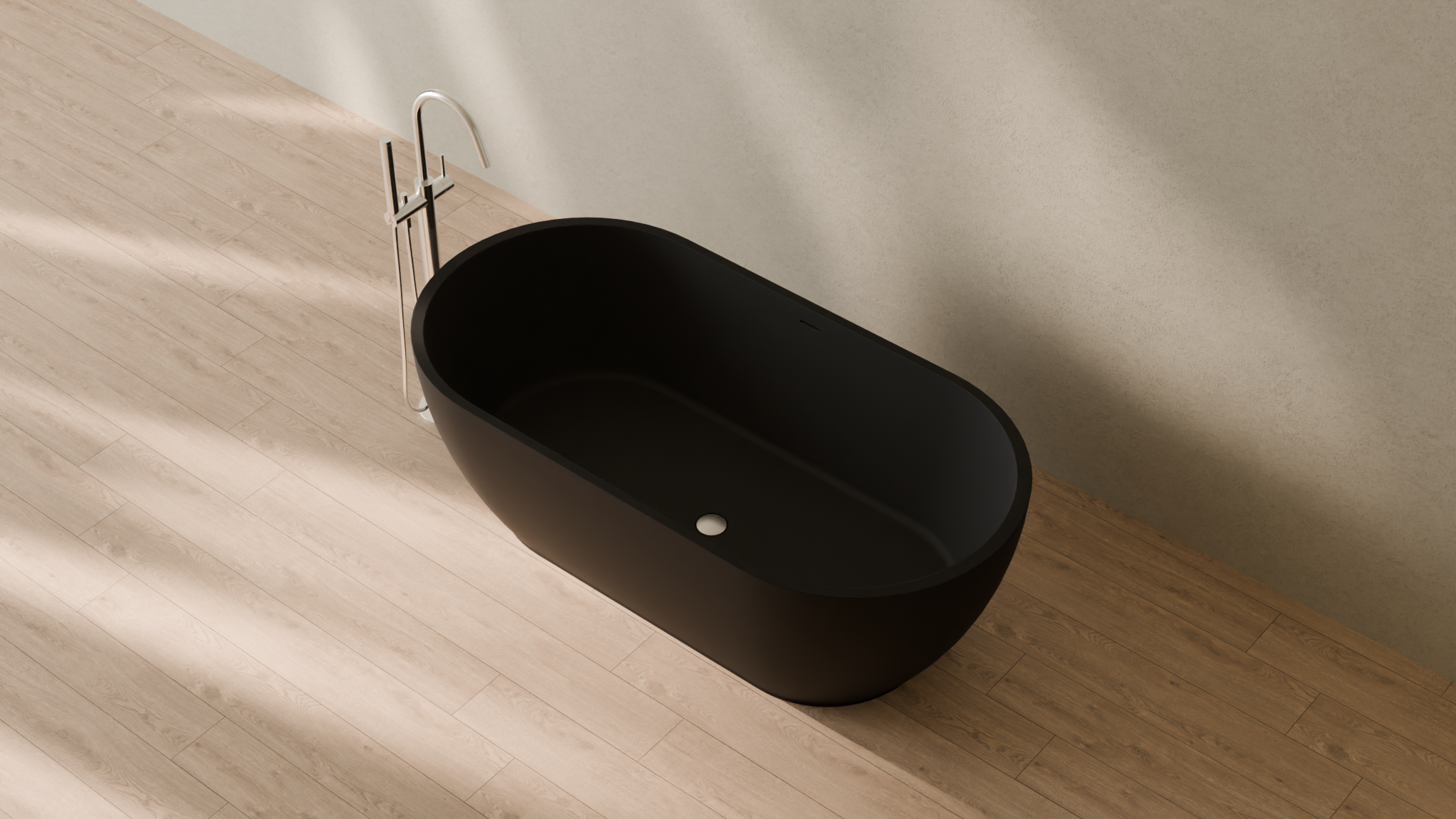 Badeloft render 2026 | BW-02-M | Black | Matte | angle 2 | 16x9