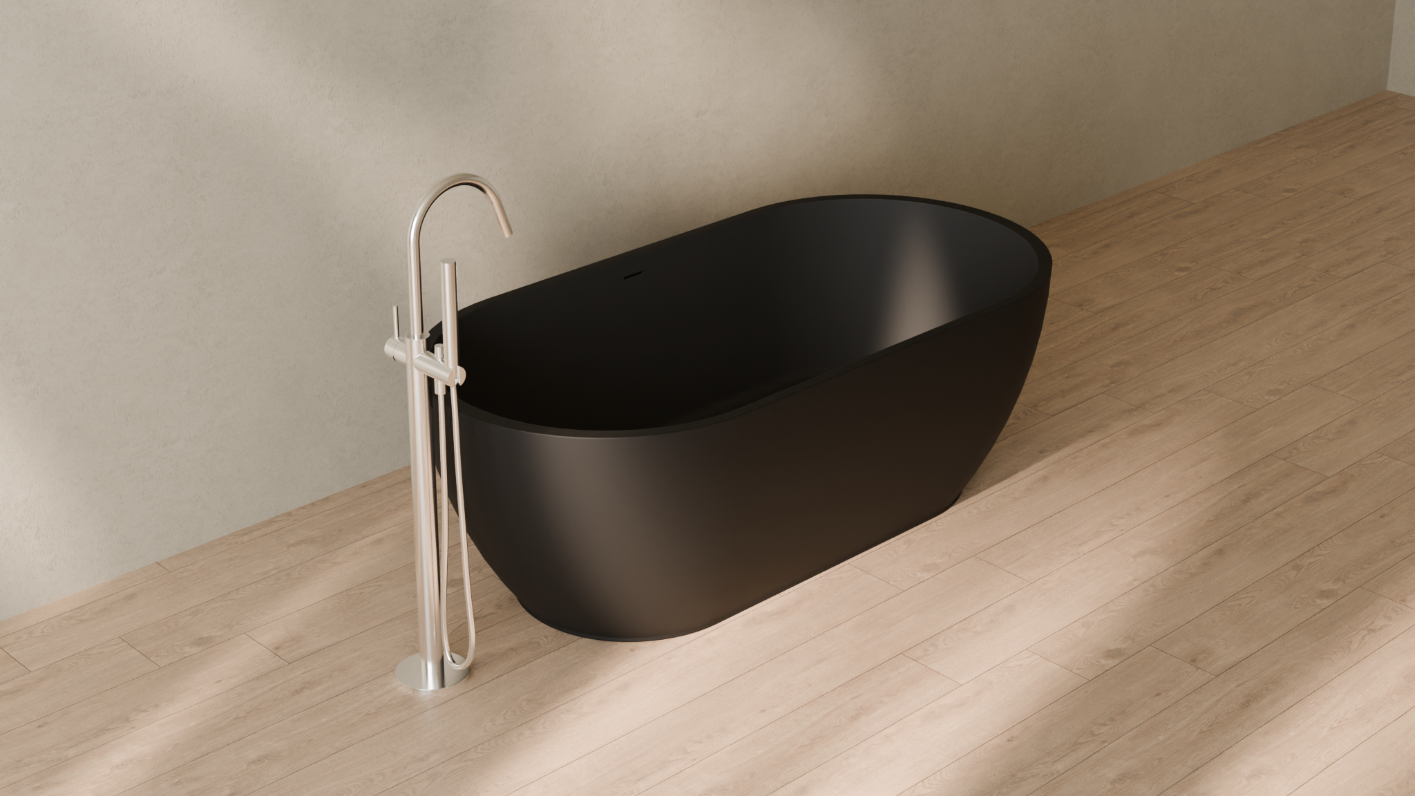 Badeloft render 2026 | BW-02-M | Black | Matte | angle 4 | 16x9