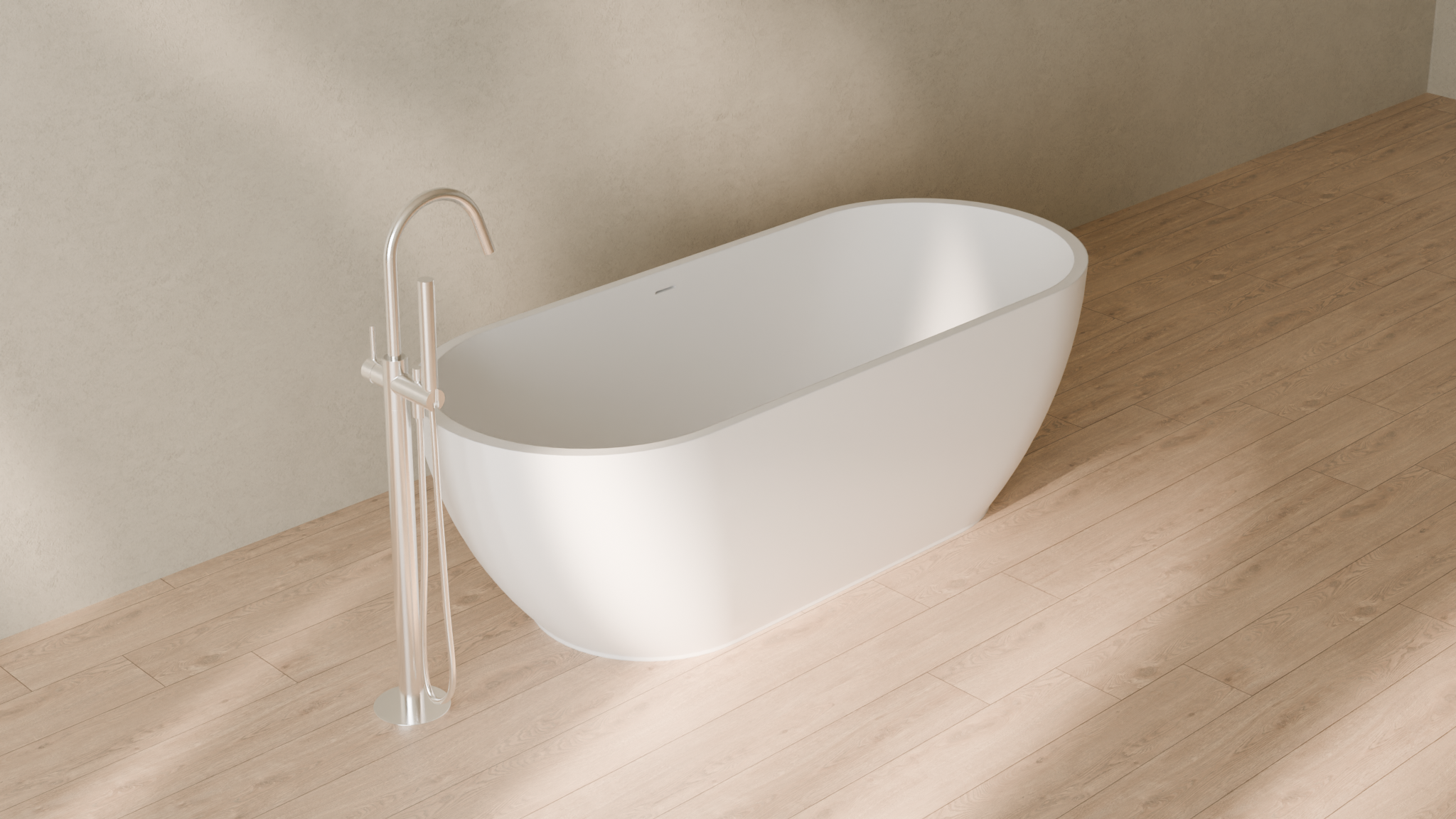 Badeloft render 2026 | BW-02-L | White | Matte | angle 4 | 16x9