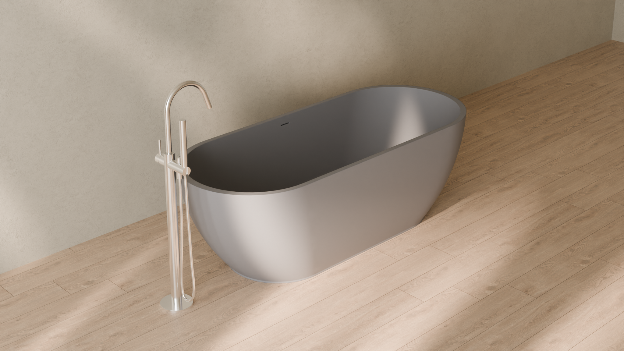 Badeloft render 2026 | BW-02-L | Grey | Matte | angle 4 | 16x9