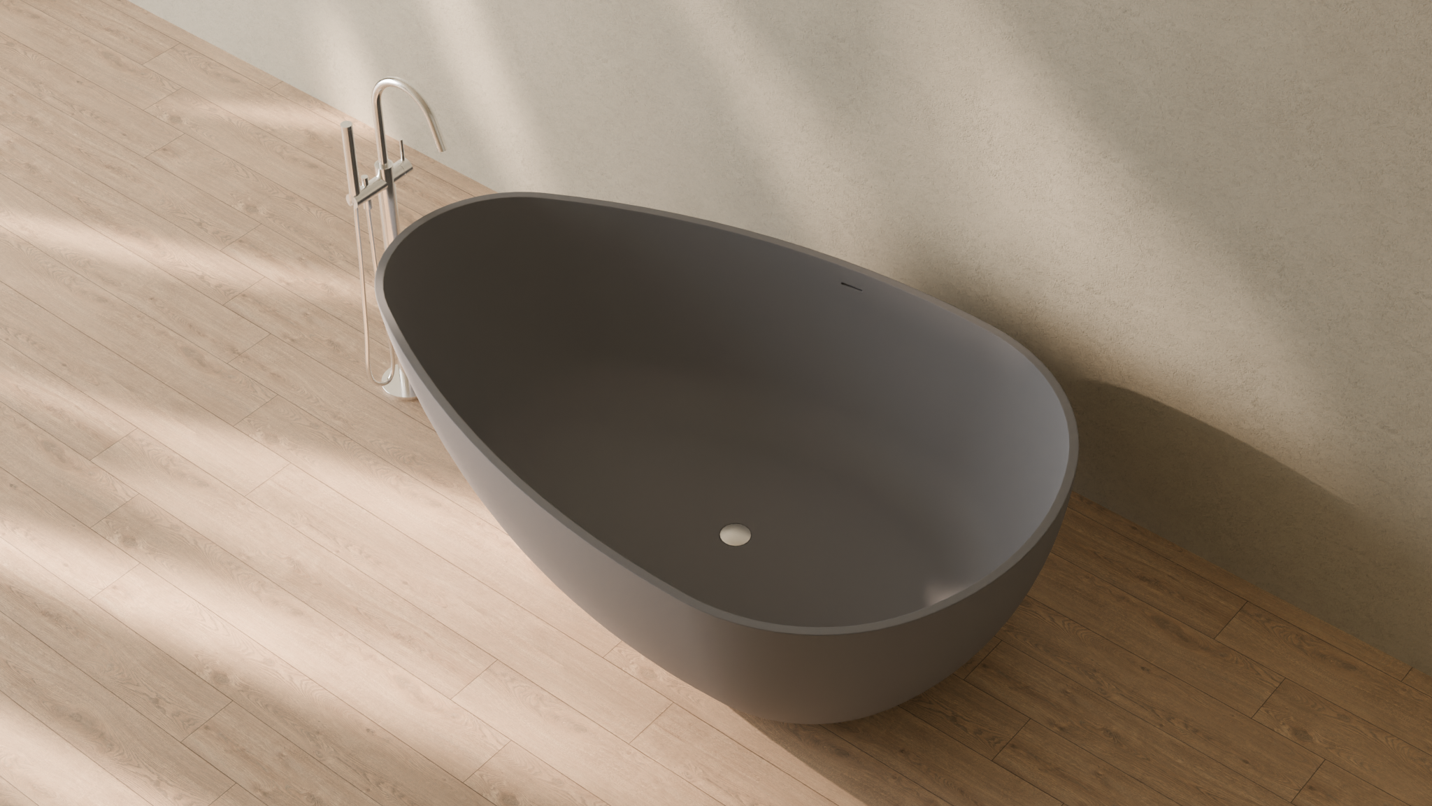 Badeloft render 2026 | BW-01-XXL | Grey | Matte | angle 2 | 16x9