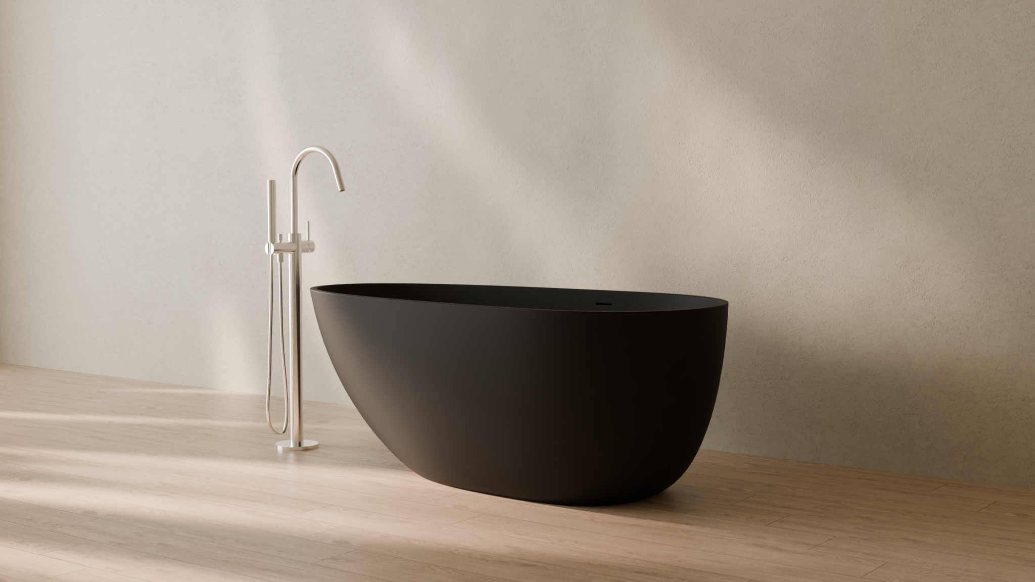 Badeloft render 2026 | BW-01-S | Black | Matte | angle 3 | 16x9
