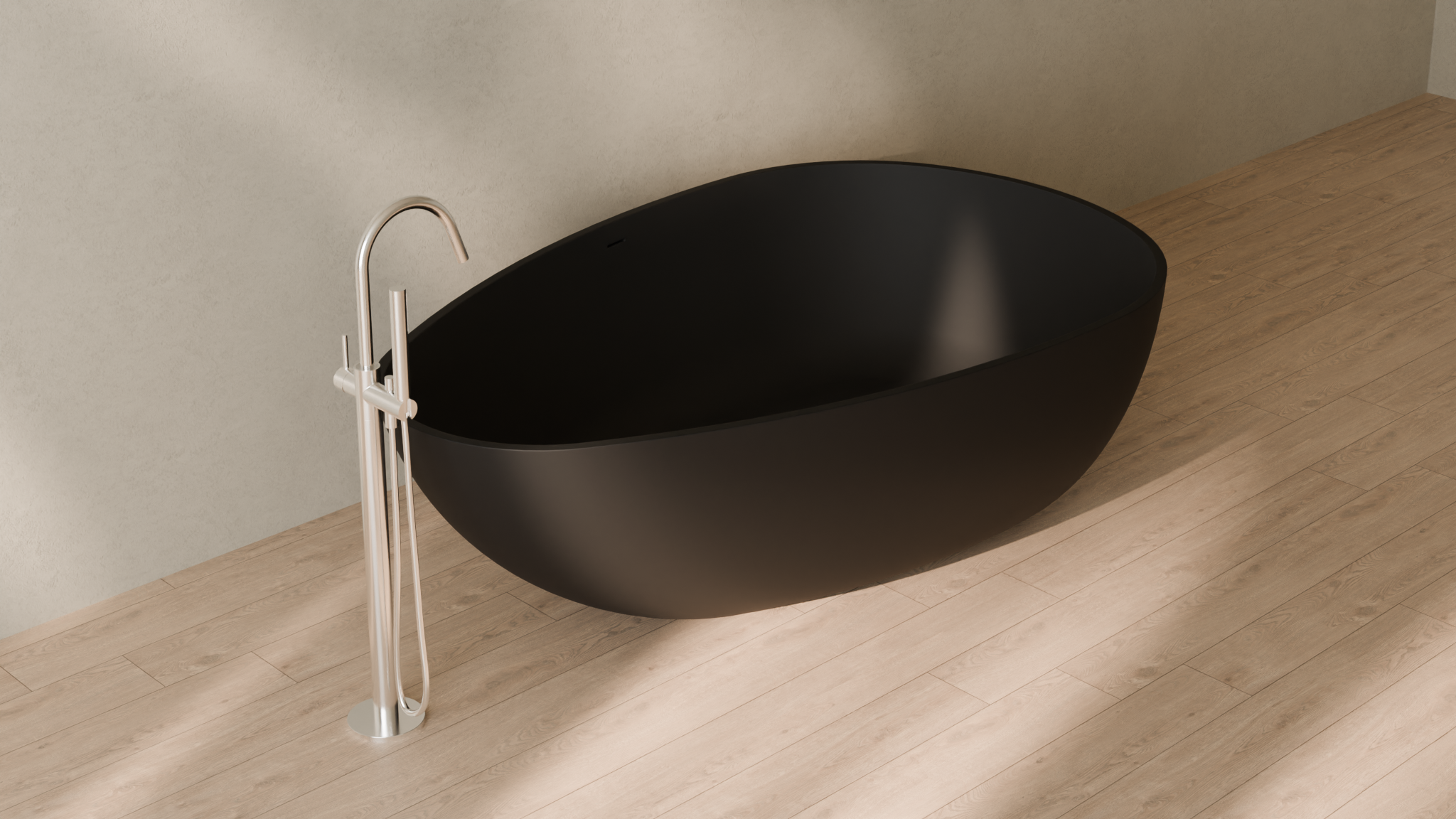 Badeloft render 2026 | BW-01-XXL | Black | Matte | angle 4 | 16x9
