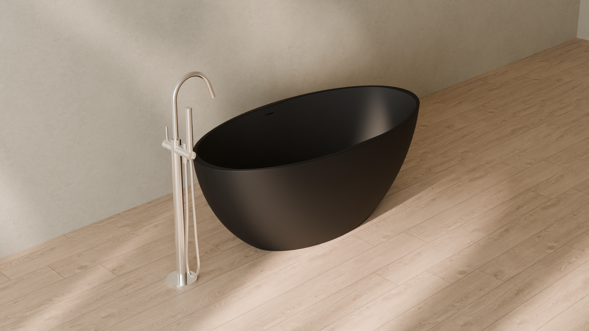 Badeloft render 2026 | BW-04-L | Black | Matte | angle 4 | 16x9