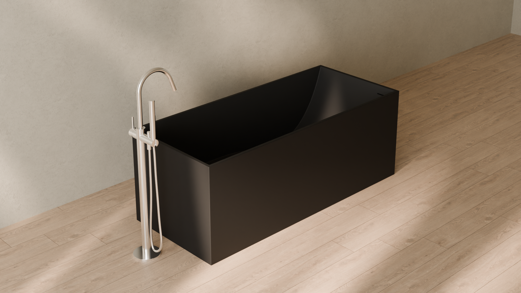Badeloft render 2026 | BW-06-L | Black | Matte | angle 4 | 16x9