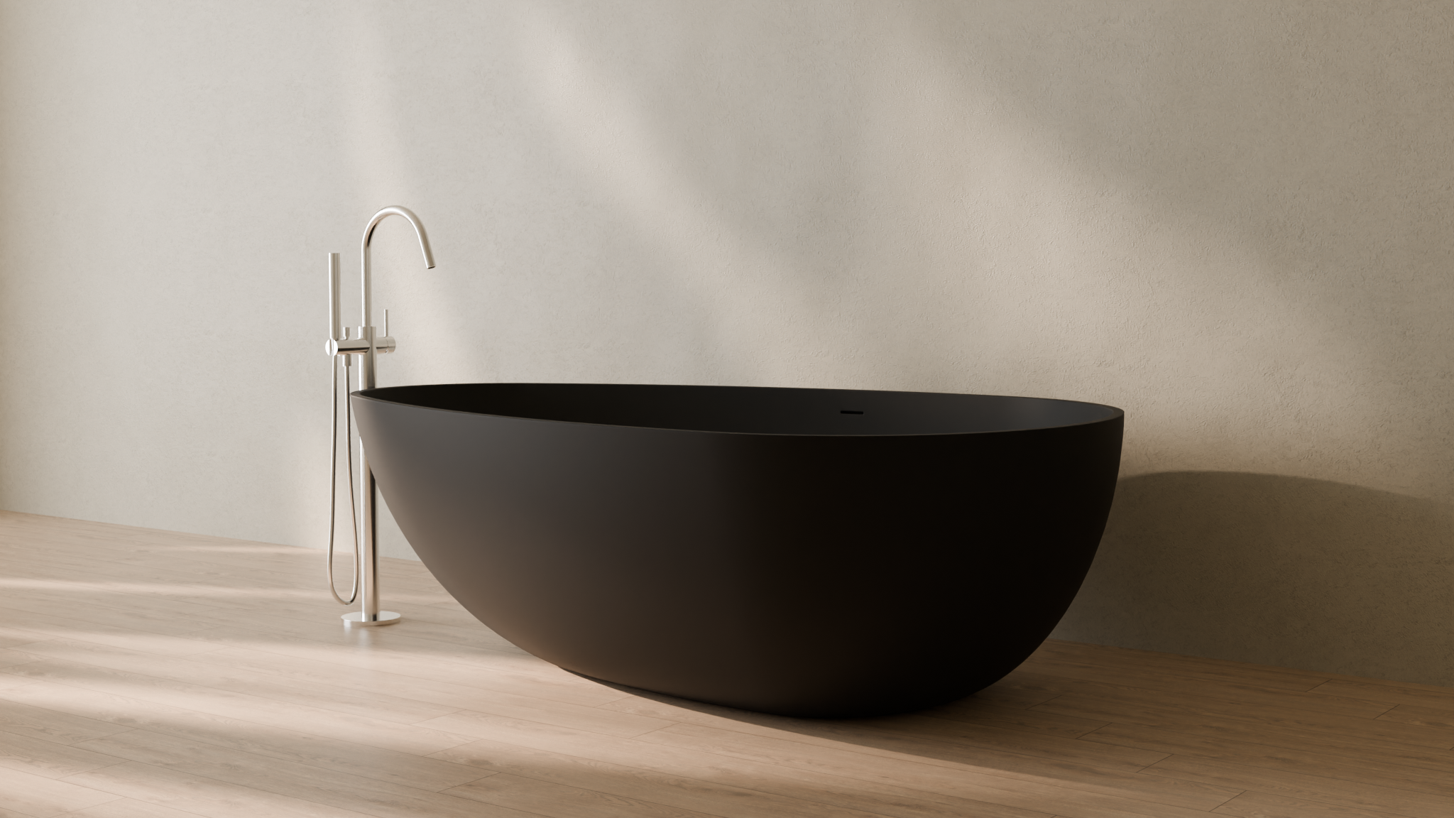 Badeloft render 2026 | BW-01-XXL | Black | Matte | angle 3 | 16x9