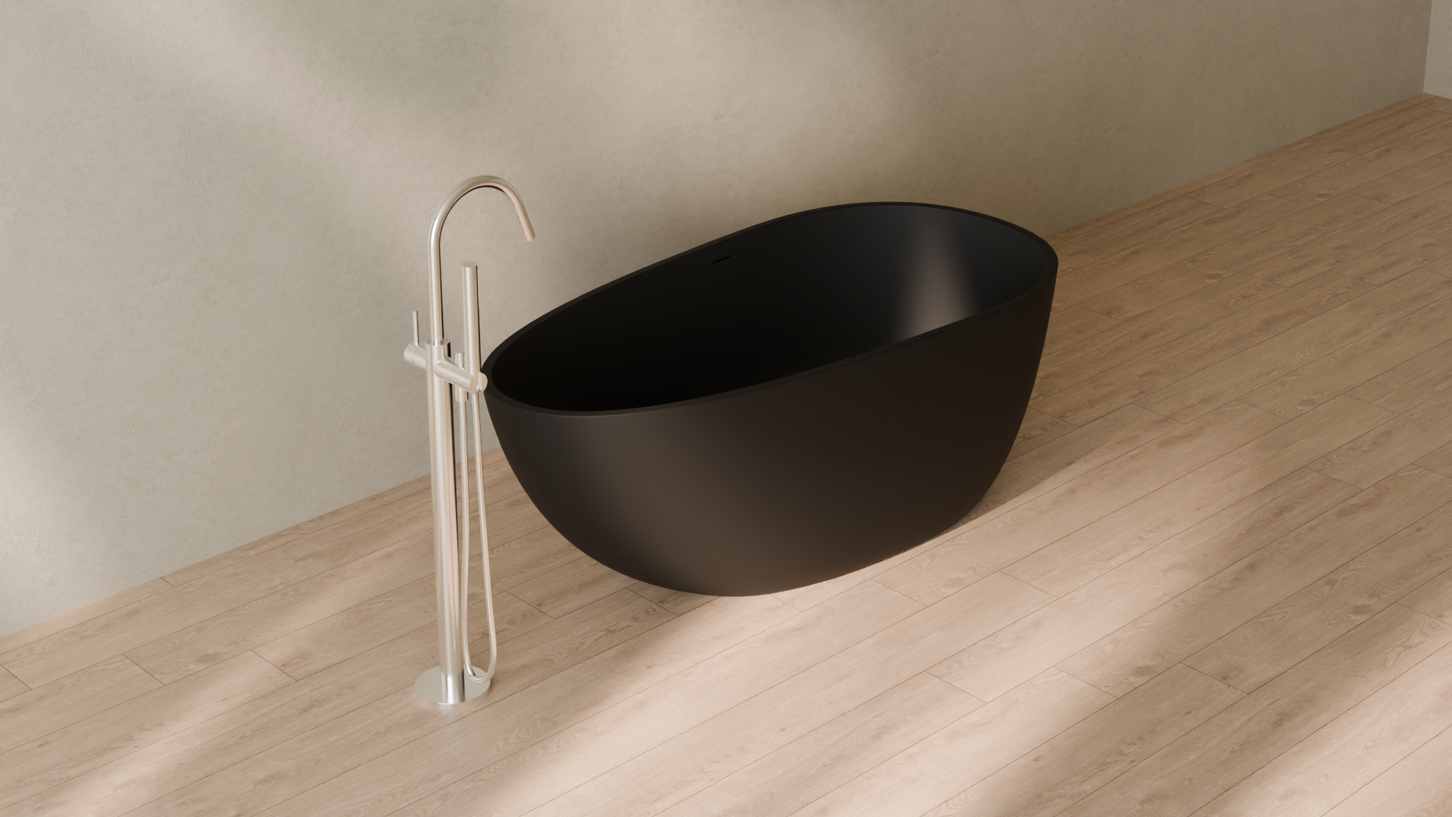 Badeloft render 2026 | BW-01-S | Black | Matte | angle 4 | 16x9