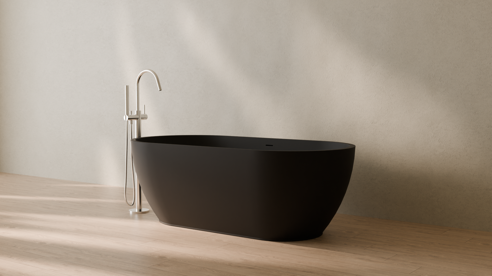 Badeloft render 2026 | BW-02-M | Black | Matte | angle 3 | 16x9